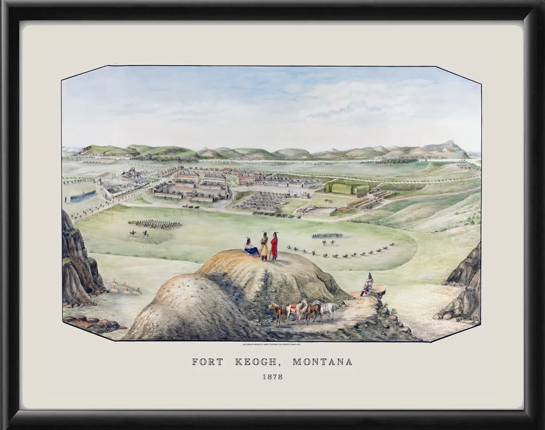 Fort Keogh, Montana Territory, 1878 Hermann Stieffel TM Birds Eye View Map