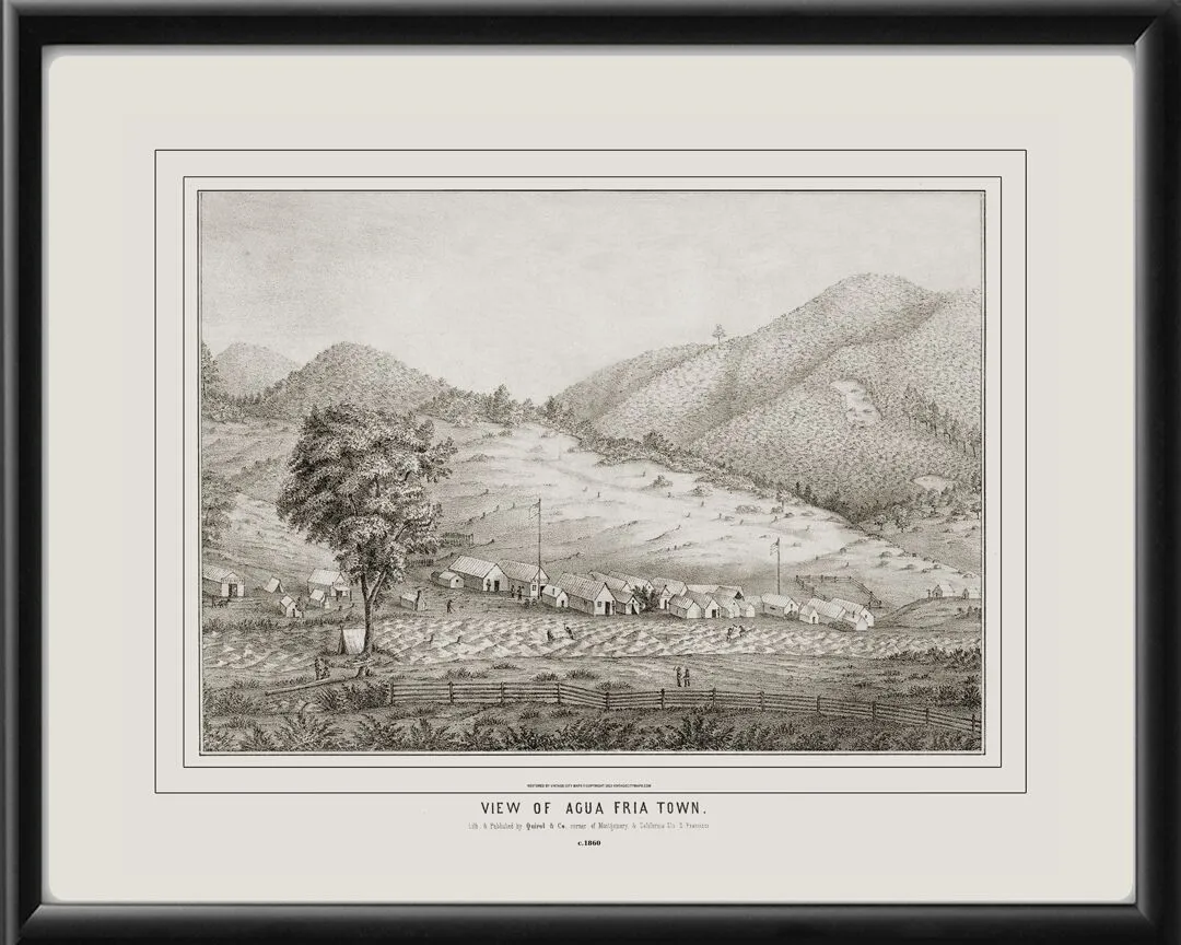 Agua Fria CA c1860 C. Riehn TM Birdseye View Map