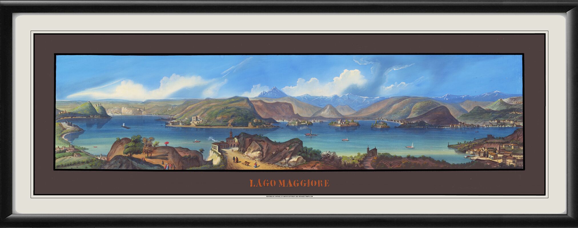 Lago (Lake) Maggiore Italy 1840 Map