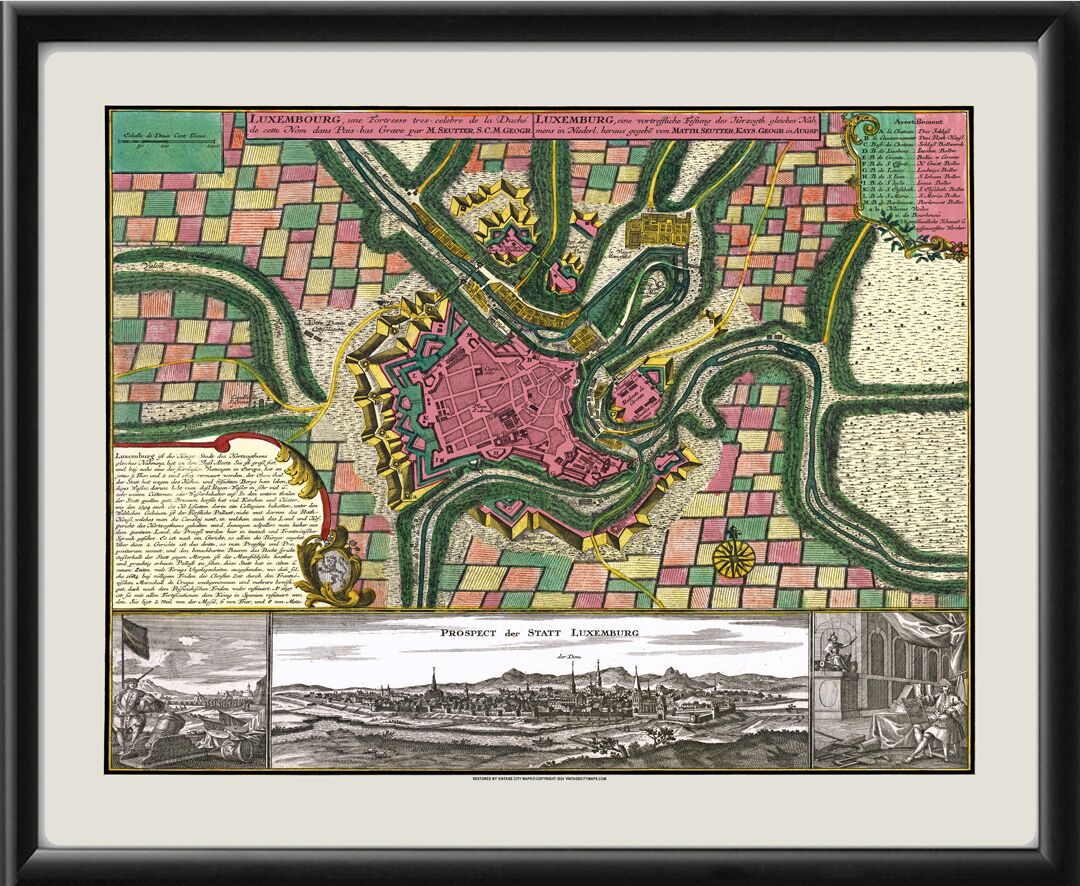 City of Luxembourg 1730 Map