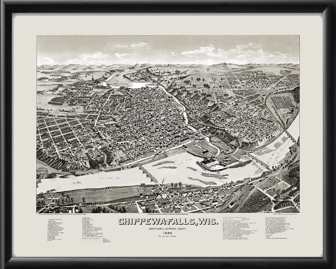 Chippewa Falls WI 1886 Henry Wellge TM Map
