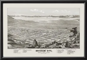 Brigham City UT 1875 ES Glover TM Birds Eye View Map