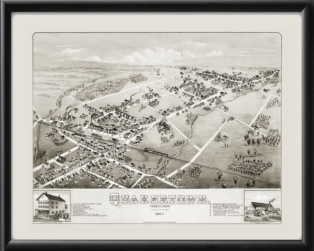 Quakertown PA 1885 OH BaileyTM Birds Eye View Map