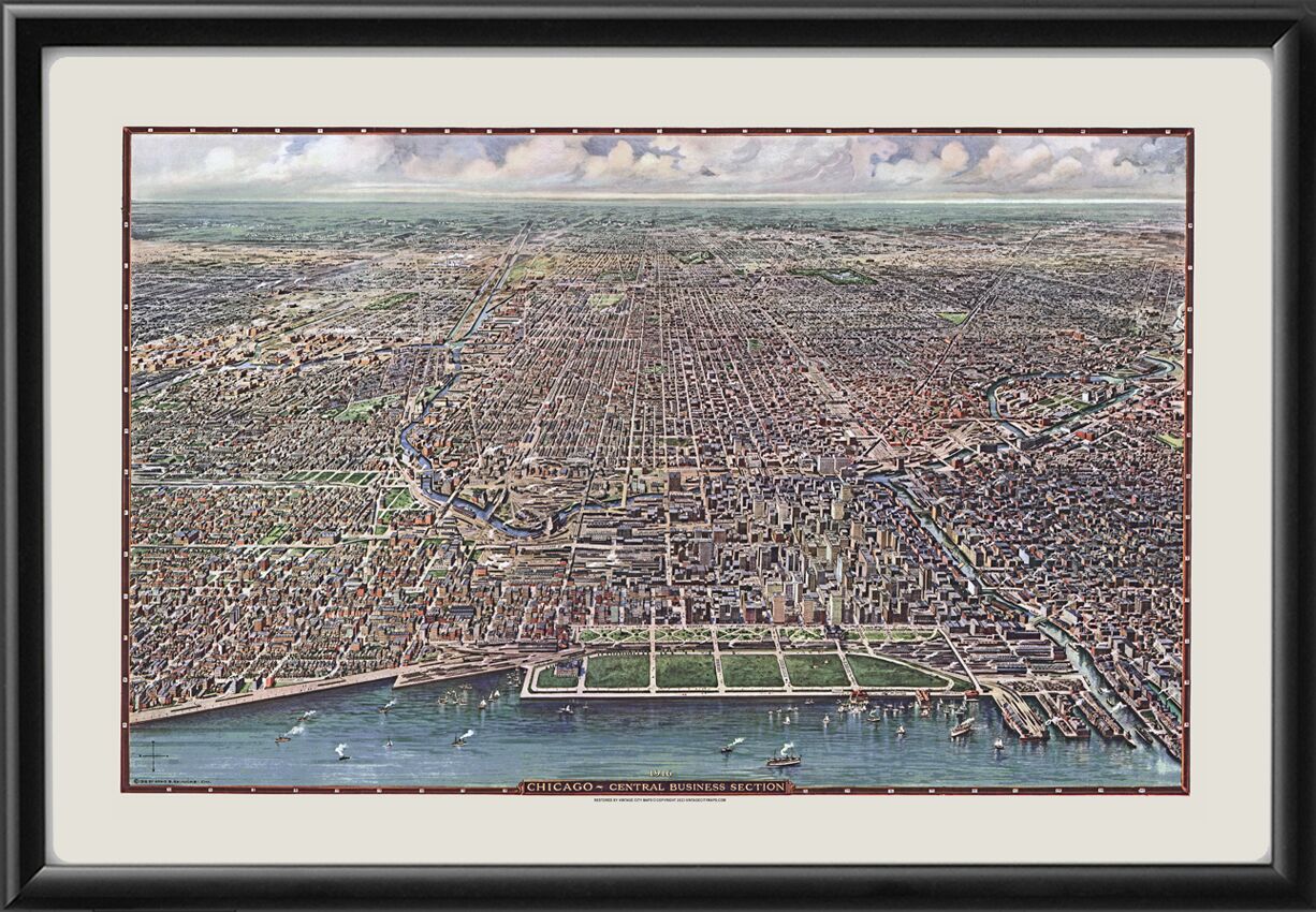 Chicago IL 1916 TM Birdseye View Map