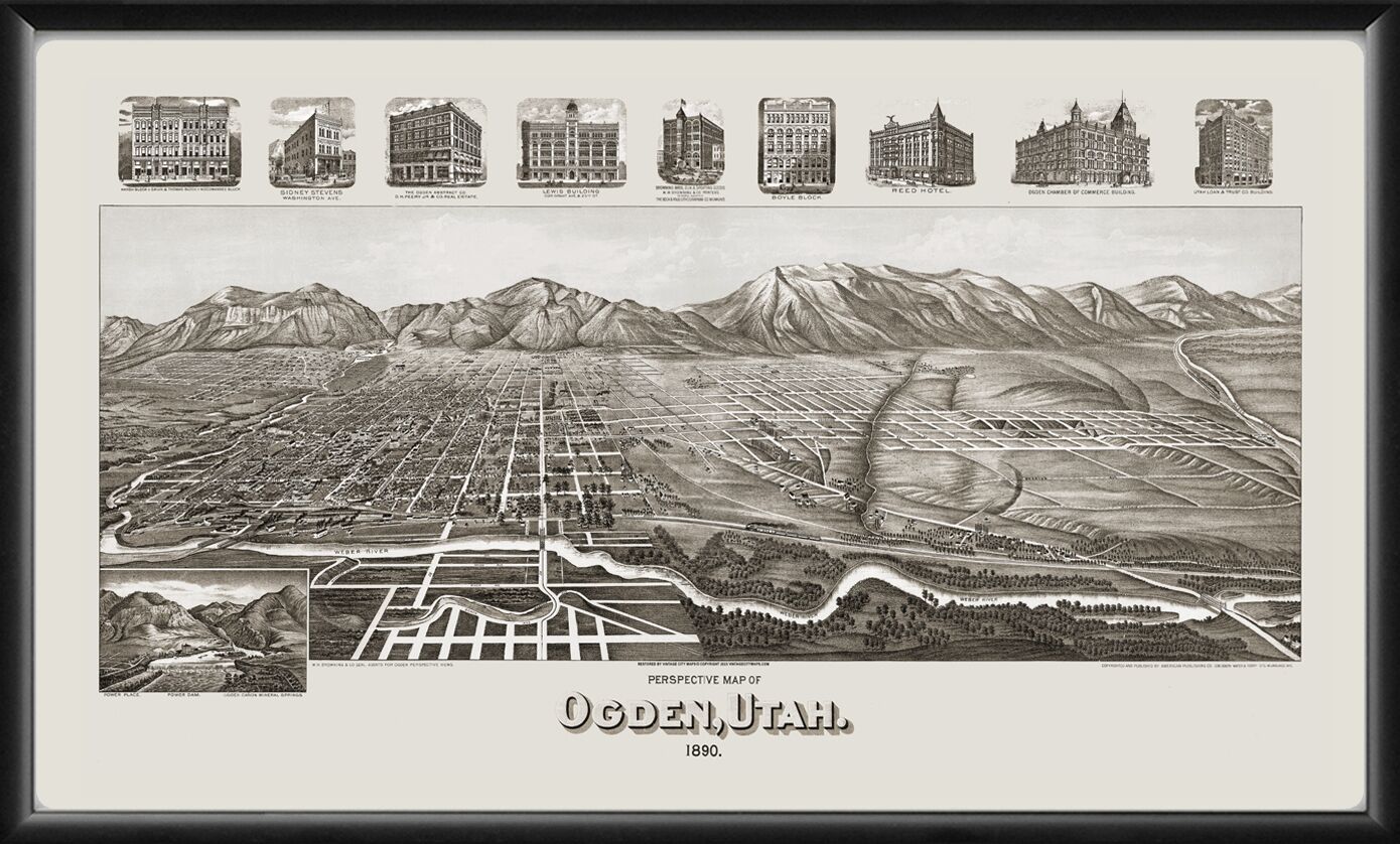 Ogden UT 1890 Henry Wellge TM Birds Eye View Map