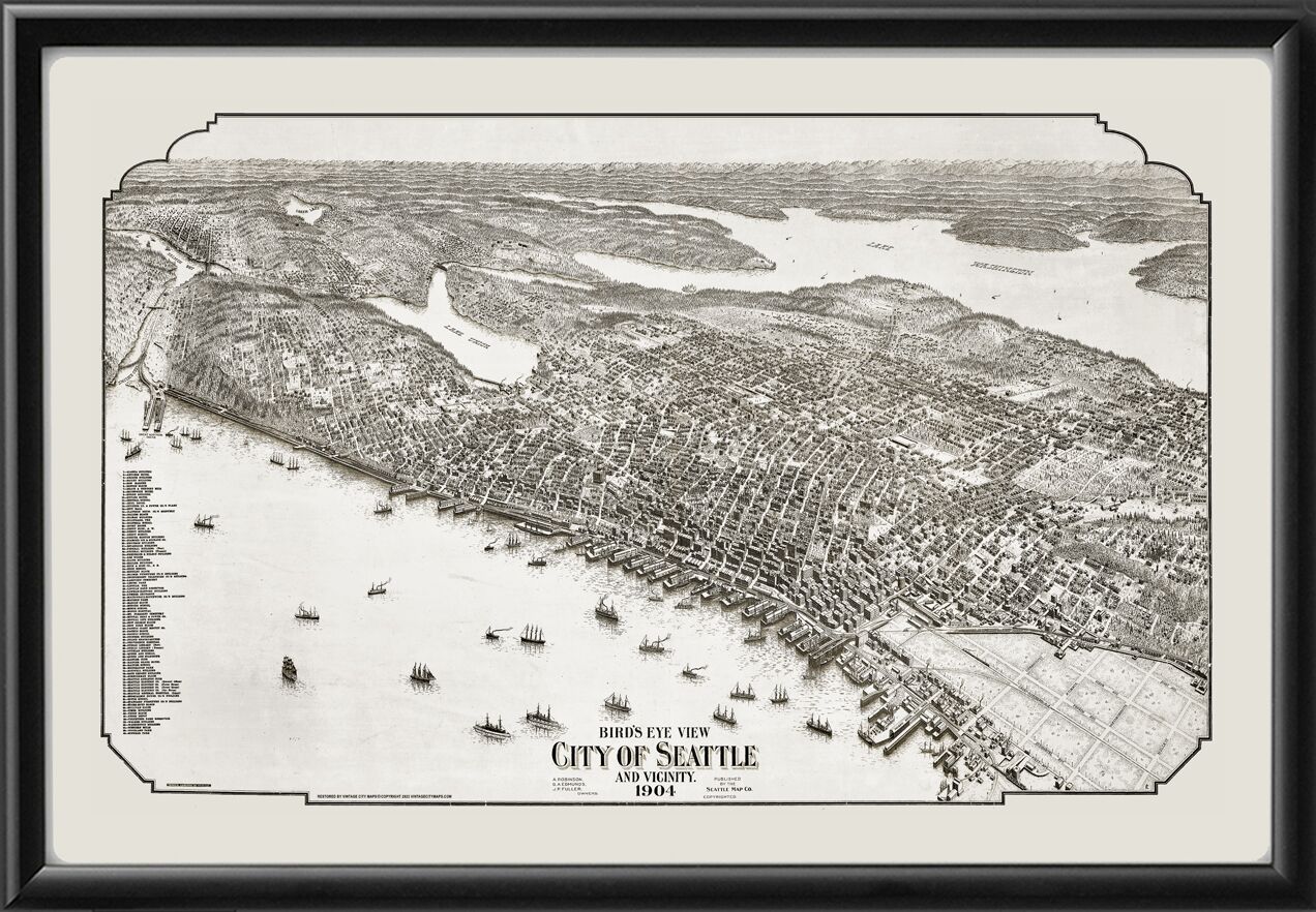 Seattle WA 1904 Seattle MapCo TM Birds Eye View Map