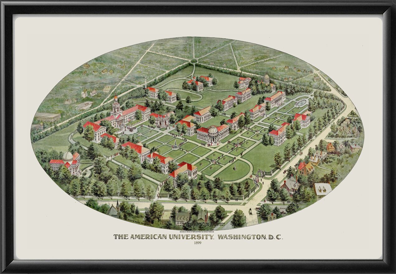 American University 1899 AndrewBGraham TM Birds Eye View Map