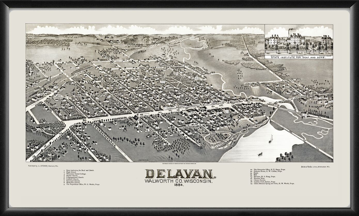 Delavan WI 1884 HBrosius TM Map