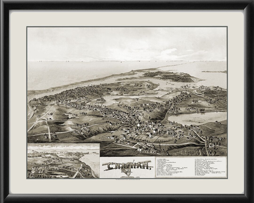 Chatham MA 1894 George Norris TM Birds Eye View Map