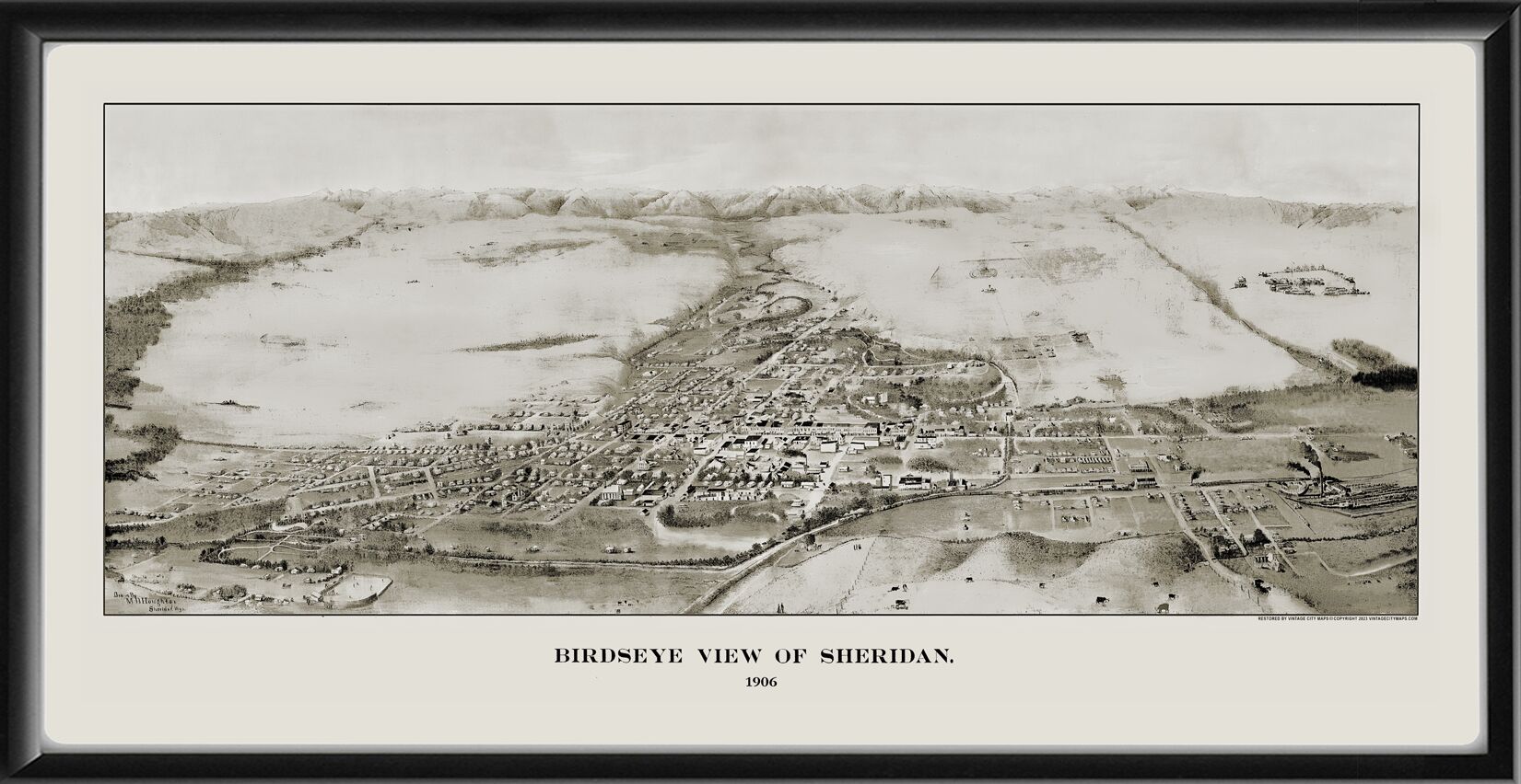 Sheridan WY1906 MD Houghton 24x48 TM Bird's Eye View Map