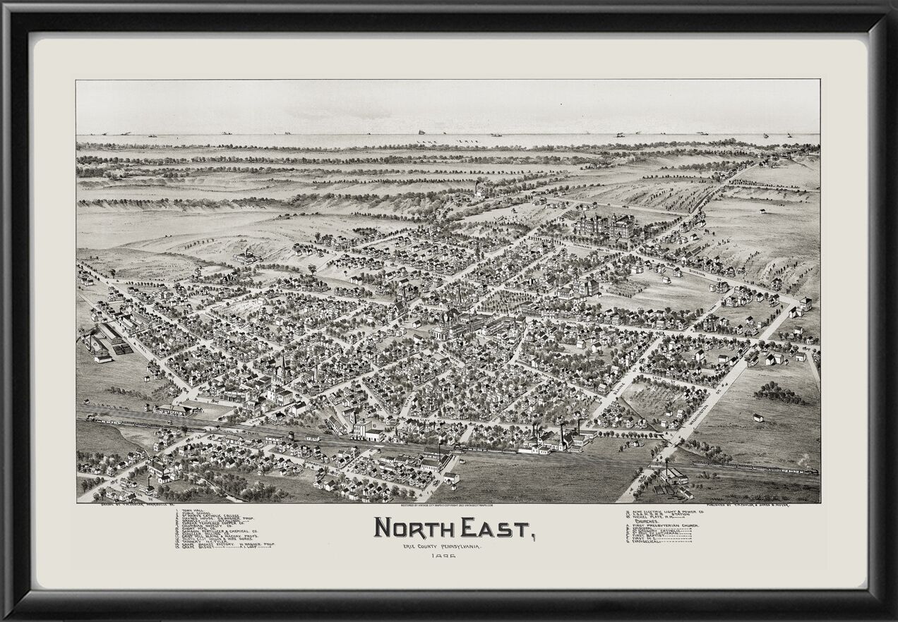 North East PA 1896 TMFowler TM Birds Eye View Map