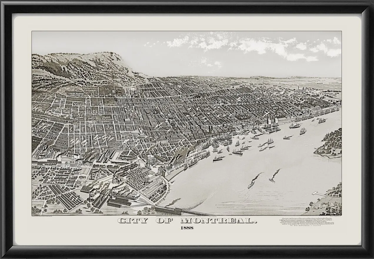 Montreal Canada 1888 TM Bird's Eye View Map