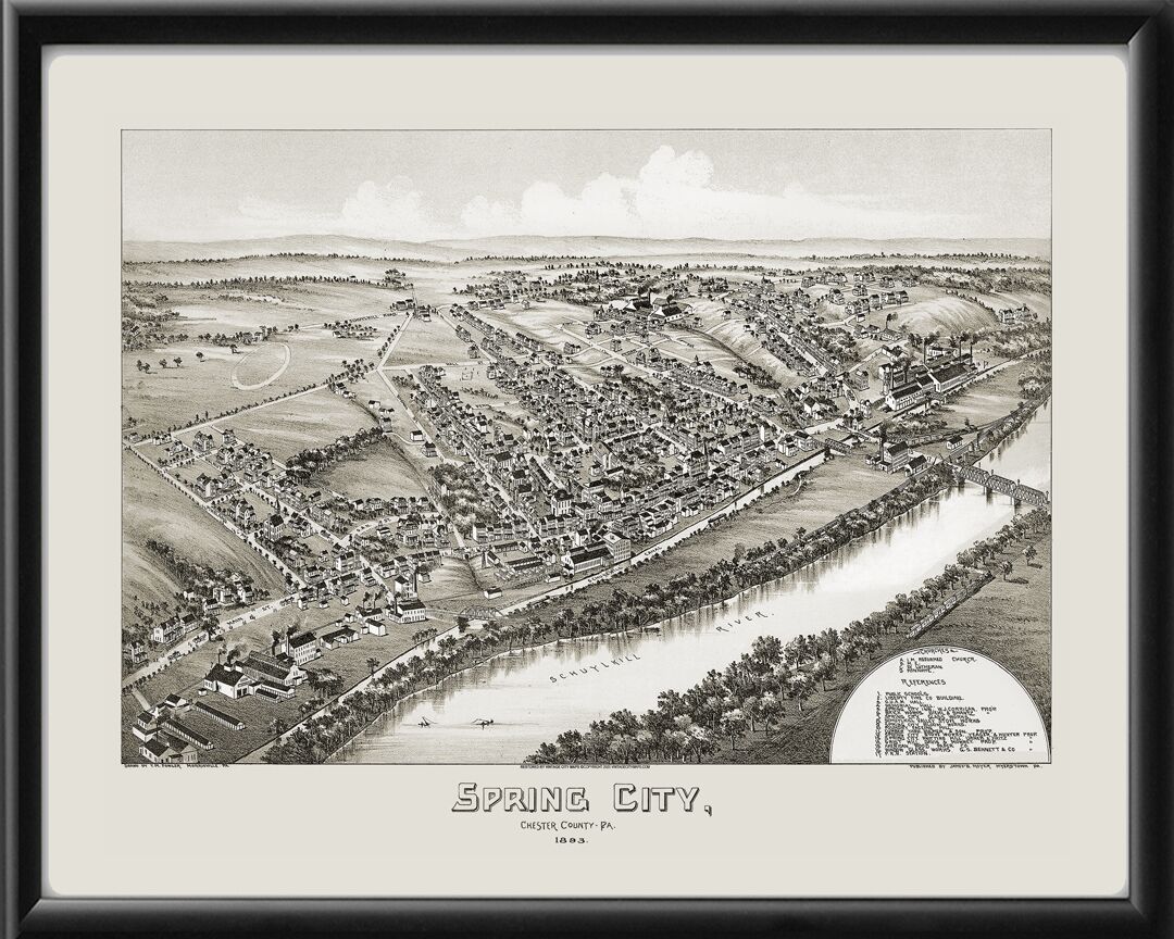 Spring City PA1893 TMFowler24 TM Birds Eye View Map