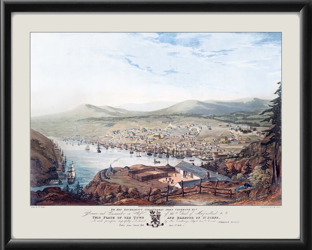 St. Johns Newfoundland 1831 Canada William Eager TM Bird's Eye View Map