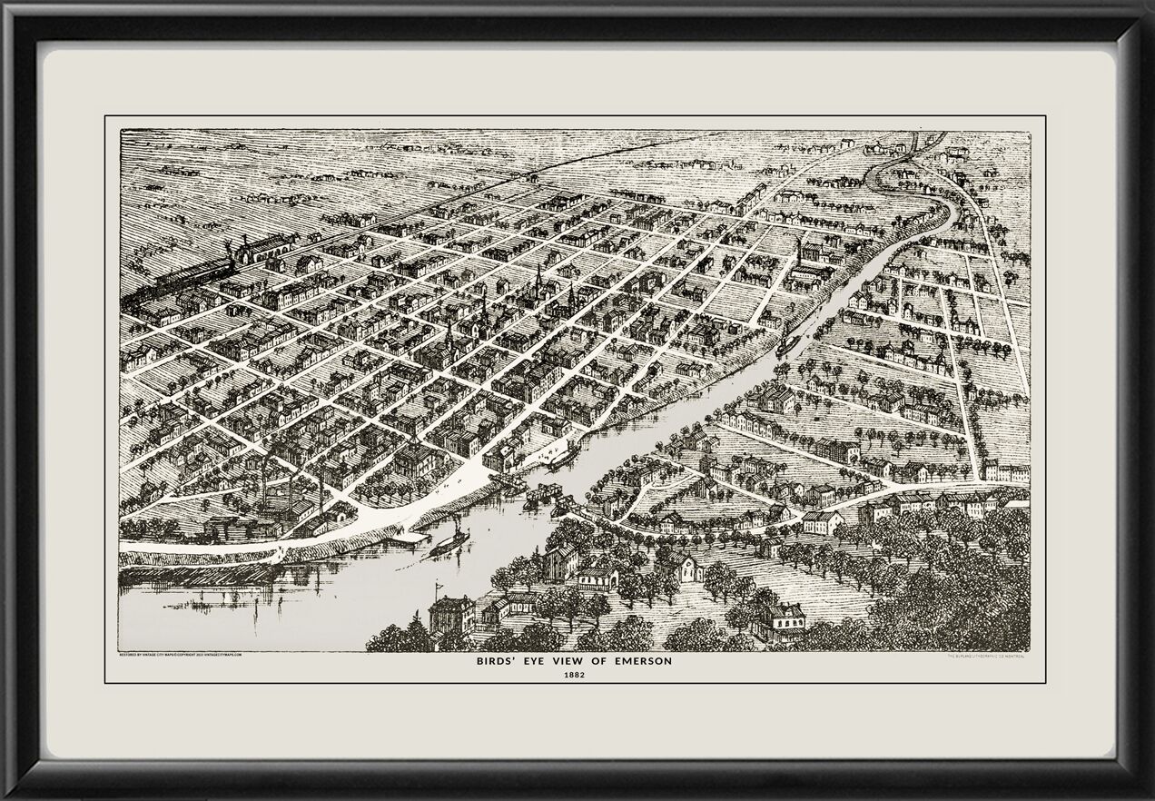 Emerson Manitoba 1882 TM Bird's Eye View Map