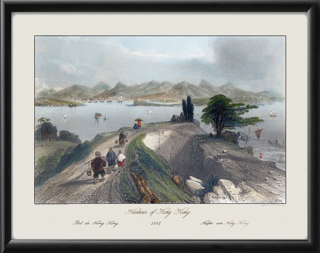 Hong Kong Harbor 1843 Restored Map | Vintage City Maps