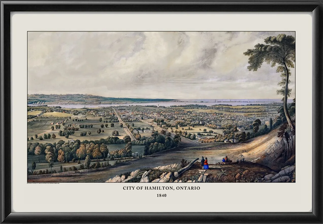 Hamilton Ontario 1840 TM Bird's Eye View Map