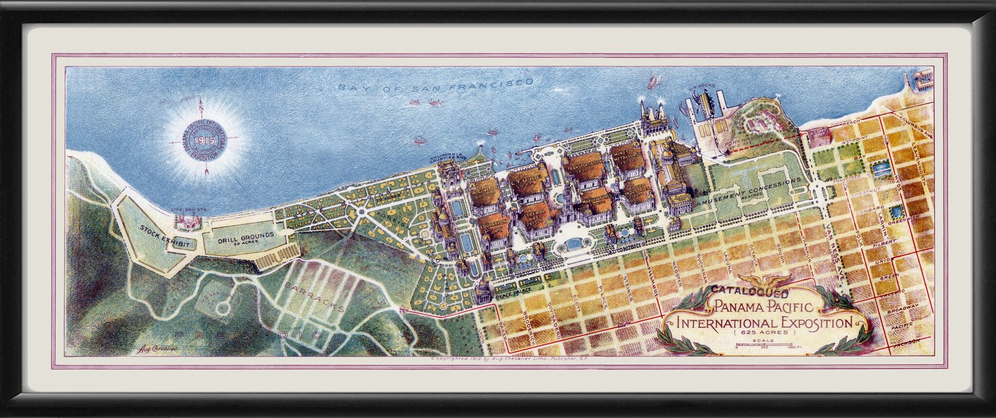 Panama Pacific International Exposition San Francisco 1912 August Chevalier TM created in anticipation held in San Fransisco throughout 1915 24x60 16x40