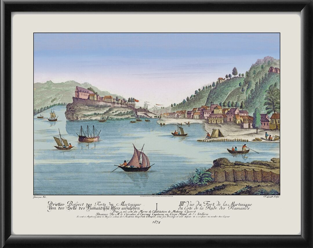 VUE DU FORT ROYAL DE LA MARTINIQUE 1784 1784-Francois-Denis-Nee-and-F.-Leizelt-View-of-the-Fort-of-Martinique-from-the-Flamands-Road-Side