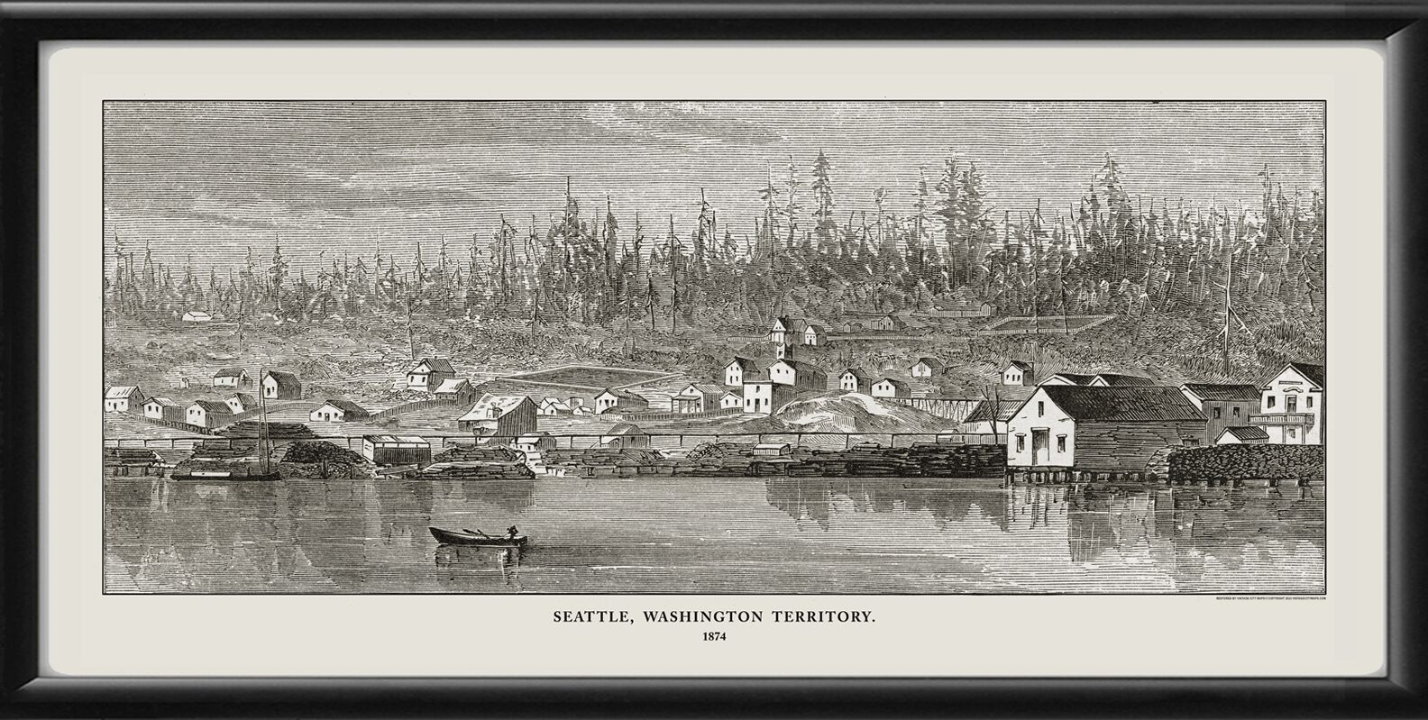 Seattle WA 1874 Charles Nordhoff TM Birds Eye View Map