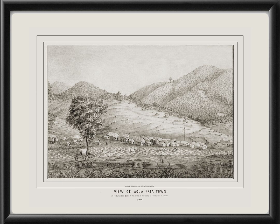 Agua Fria CA c1860 C. Riehn TM Birdseye View Map