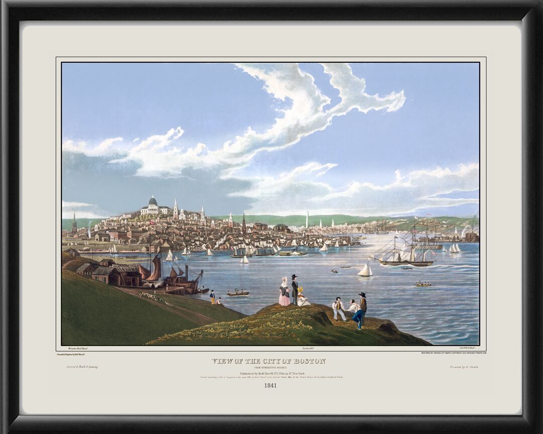 View of the City of Boston From Dorchester Heights 1841 Robert Havell TM