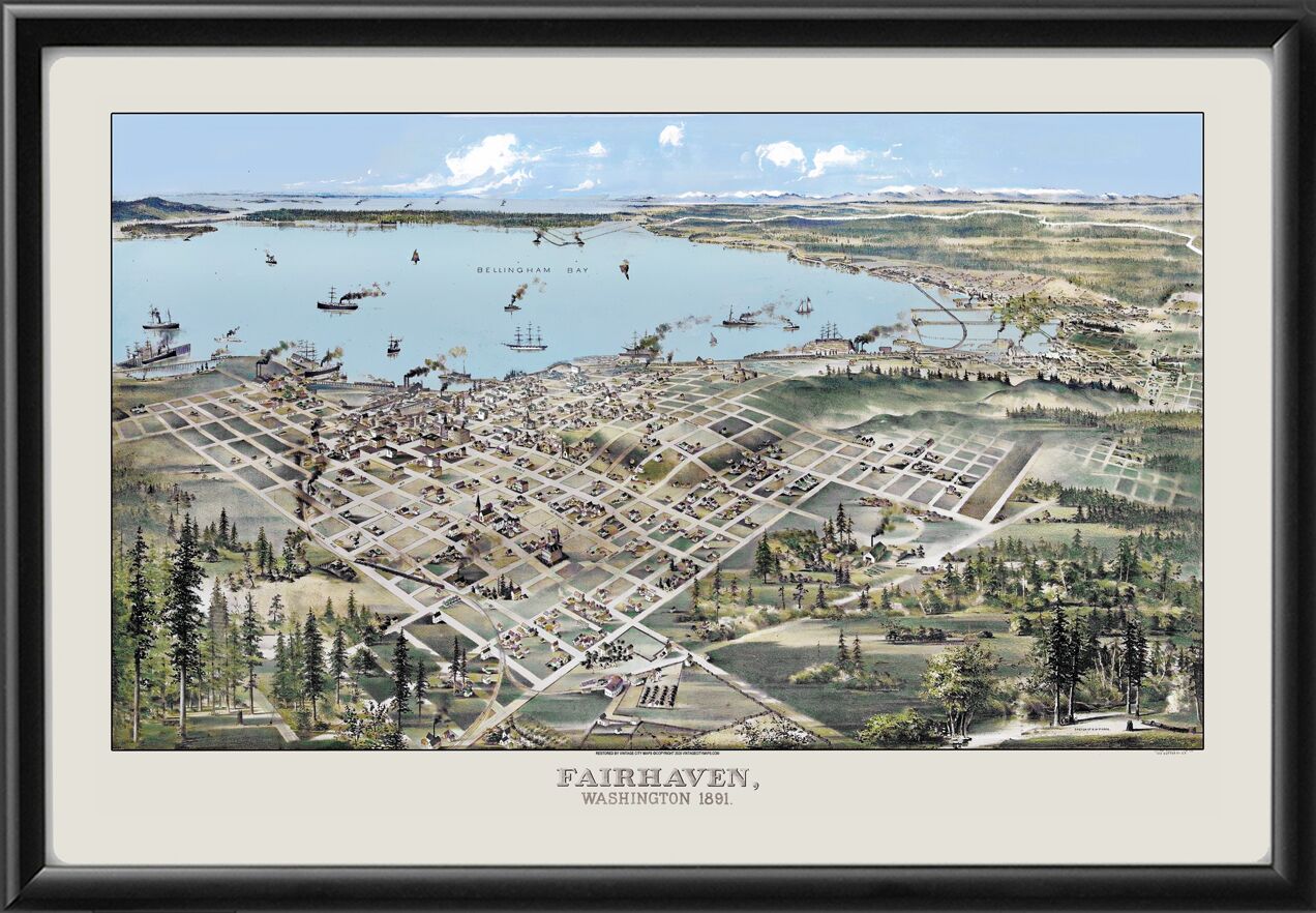 Fairhaven WA 1891 BWPierce Color TM Birds Eye View Map