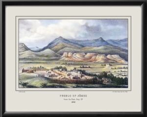 Jemez Pueblo NM 1840 Birds Eye View Map