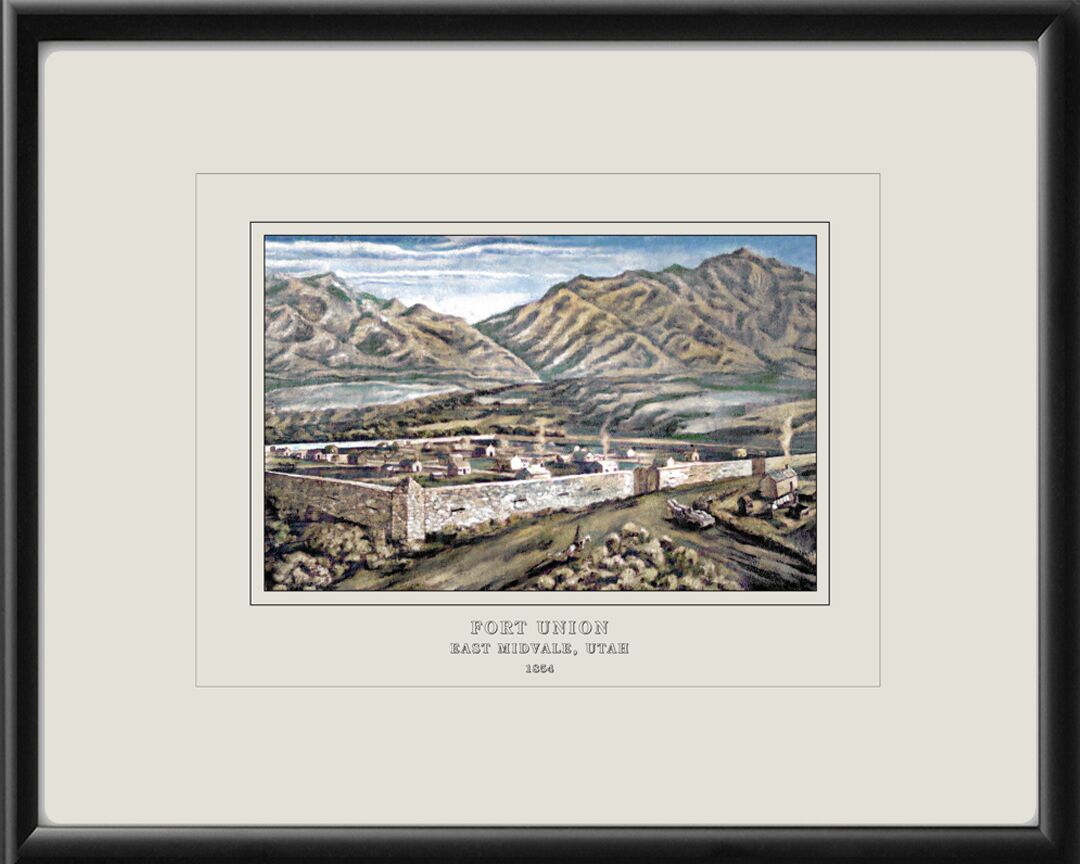 Fort Union, East Midvale UT 1854 Birds Eye View Map