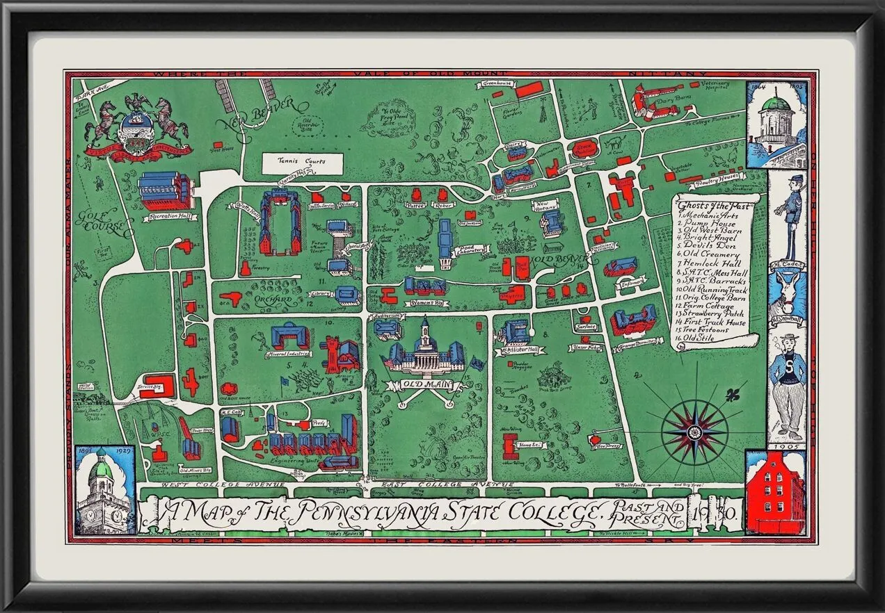 Pennsylvania State University campus map 1930 Andrew M. Case TM