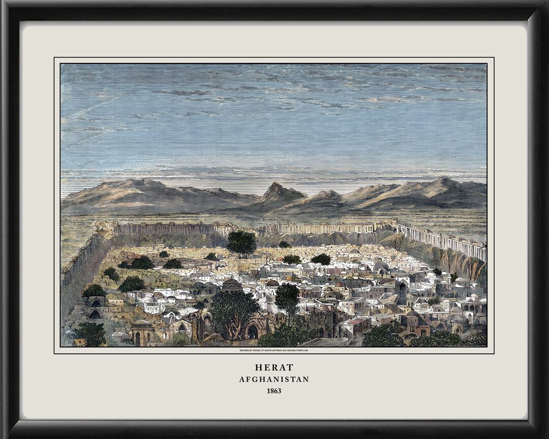 Herat Afghanistan 1863 Restored Map