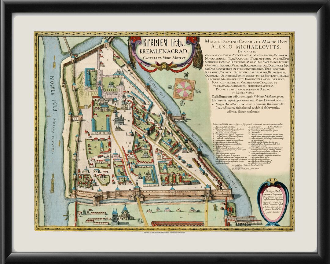 Moscow Russia - Plan of the Kremlin 1662