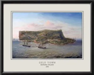 Lulu Town Navassa Island  1870 Restored Birds Eye View Map