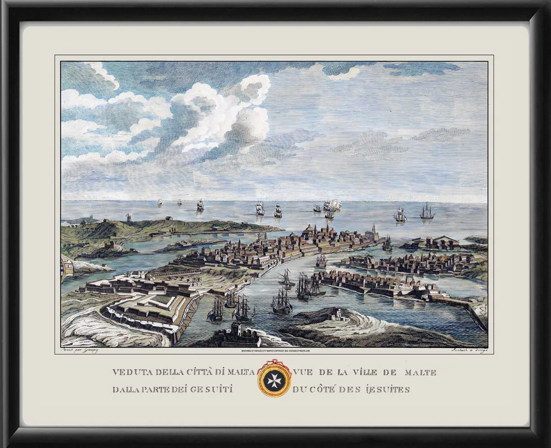 City of Malta from the Jesuits' Side 1740 (Color)
