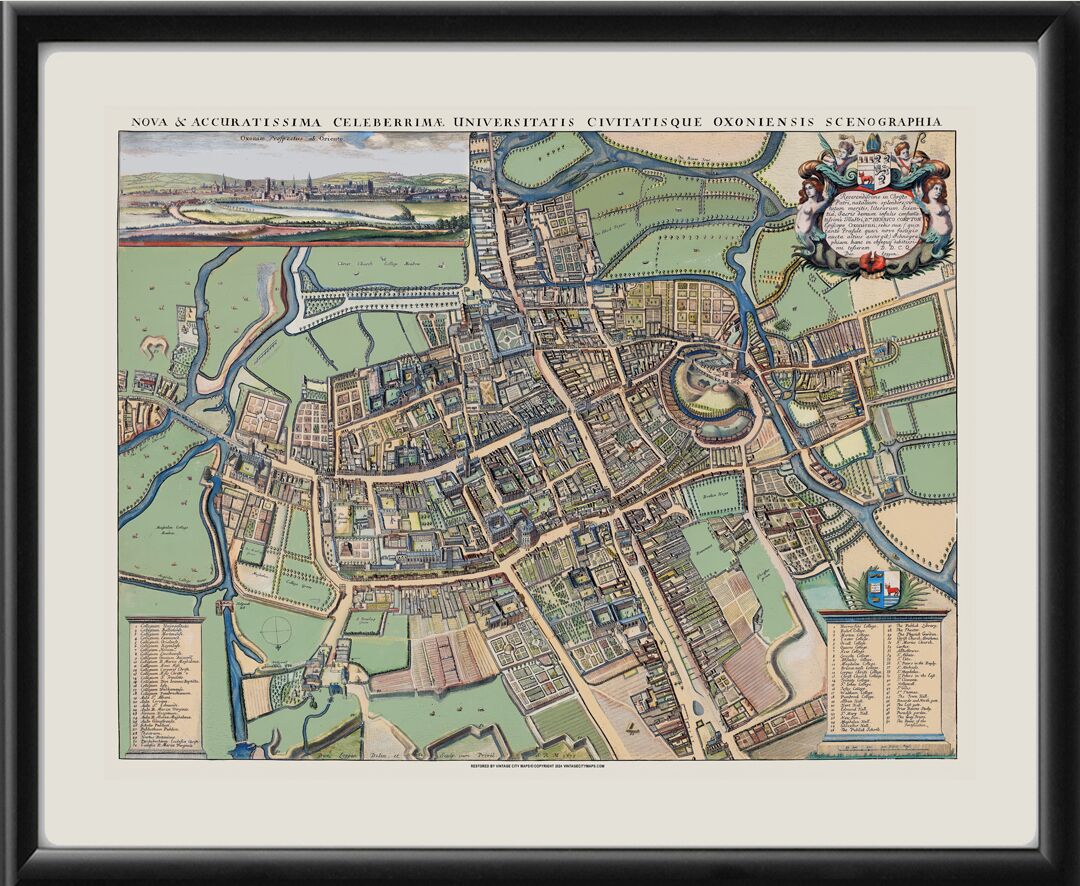 Oxford England 1675 Birds Eye View Map