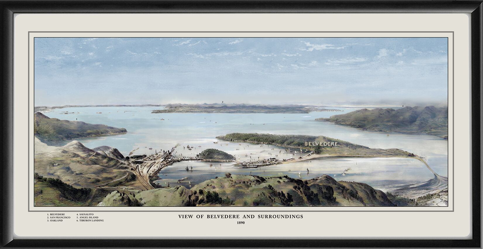 Belvedere CA 1890 Birds Eye View Map