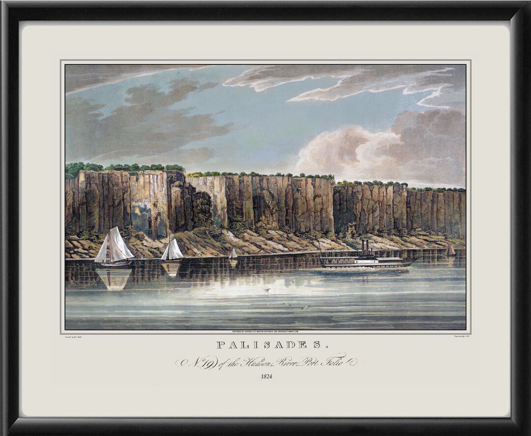 The Palisades NJ 1824 Birds Eye View Map