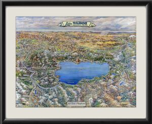 Lake Tahoe, California & Nevada 1965 Birds Eye View Map