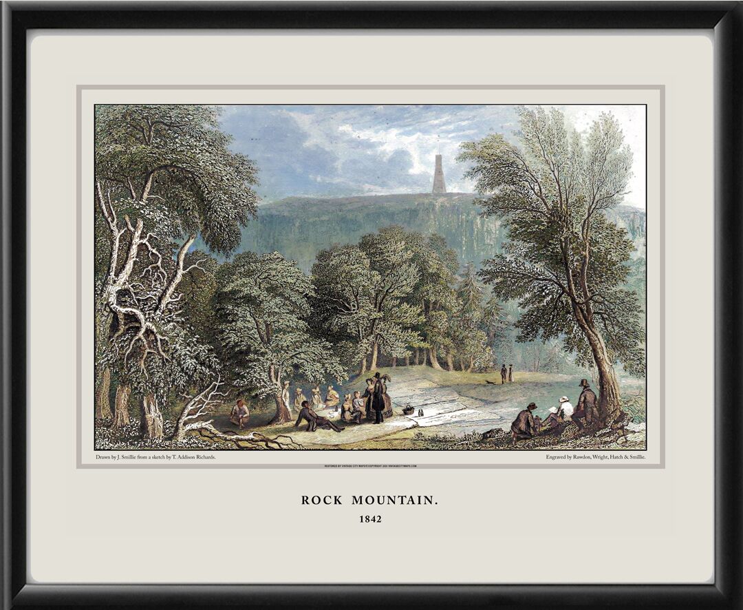 Rock Mountain GA 1842 Birds Eye View Map