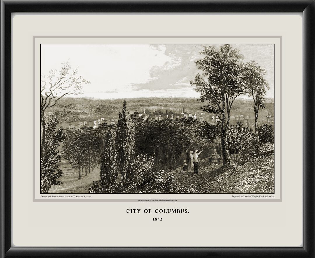 Columbus GA 1842 Birds Eye View Map