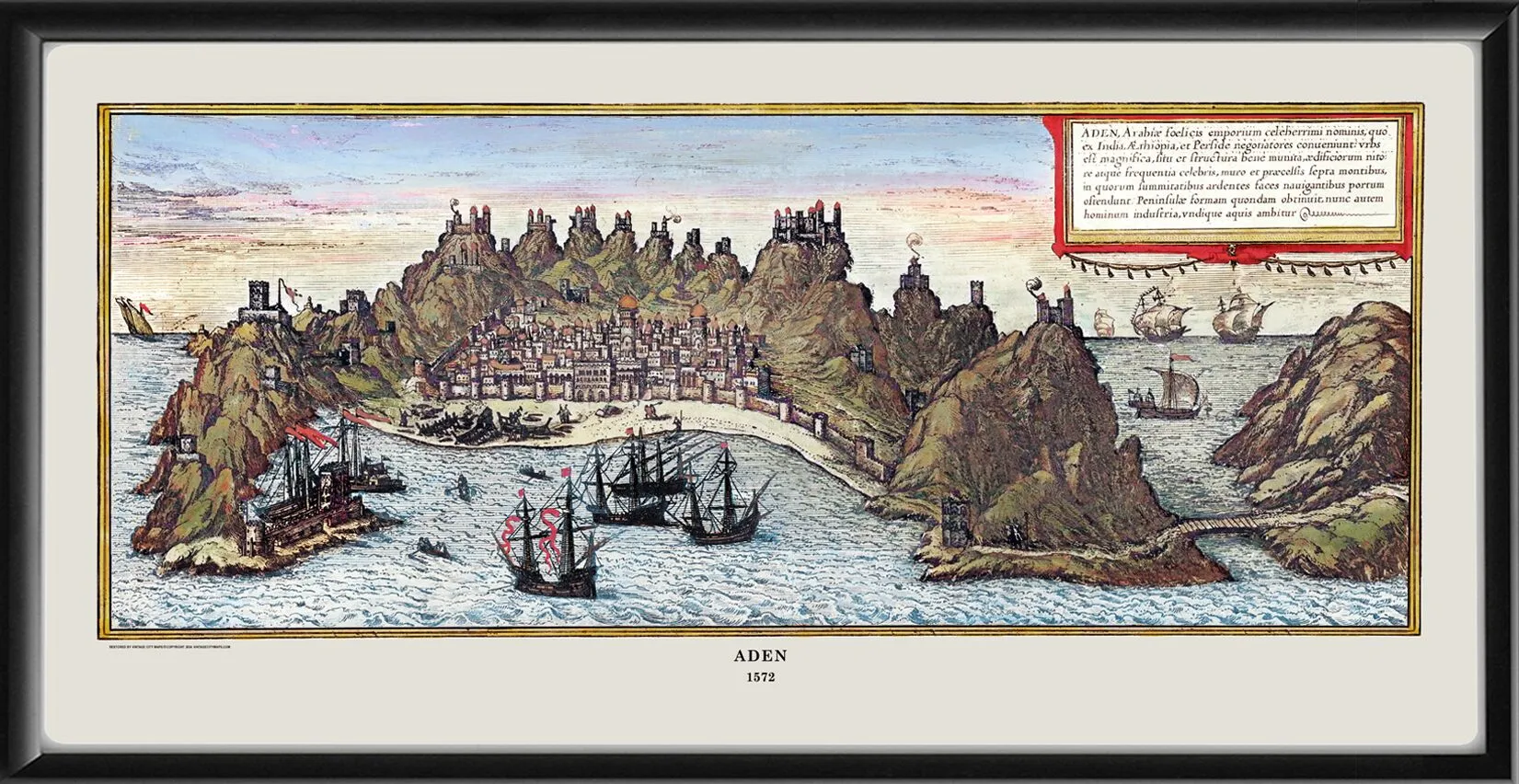 Aden Yemen 1572 Birds Eye View Map