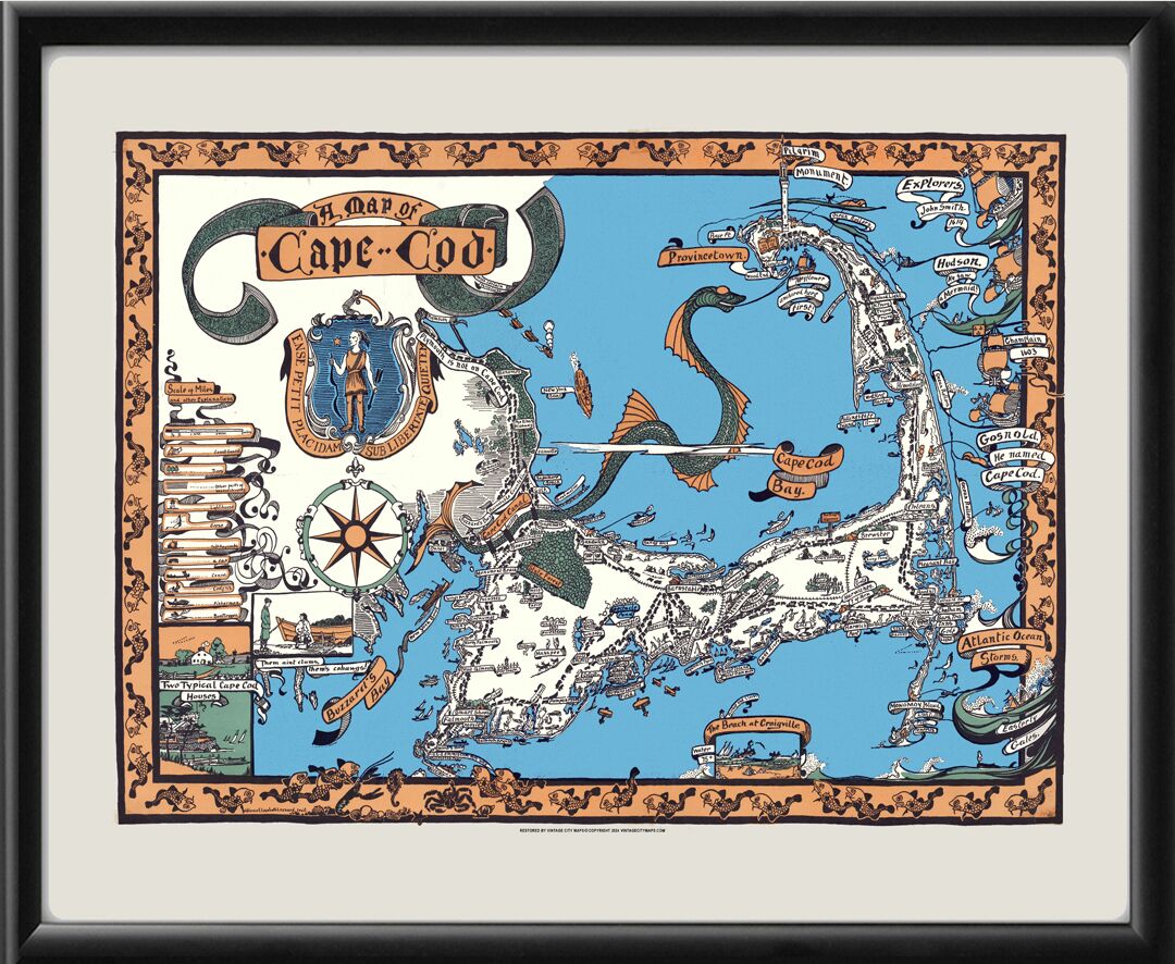 Cape Cod MA 1927 Pictorial Map