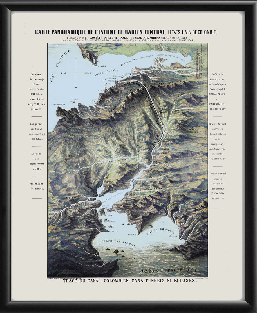 Isthmus of Panama 1866 Bird's Eye View Map
