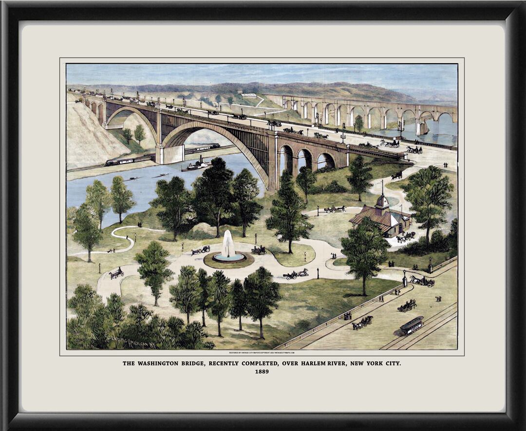 The Washington Bridge over Harlem River, New York City 1889