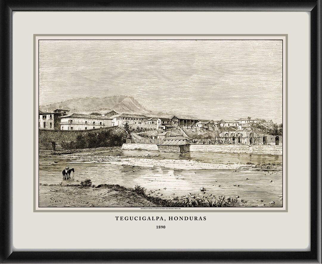 Tegucigalpa Honduras 1890 View from the Choluteca River by Charles Barbant
