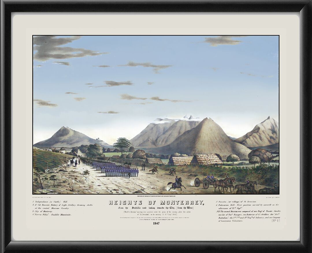 Heights of Monterey, From the Saltillo road looking towards the City from the West 1847