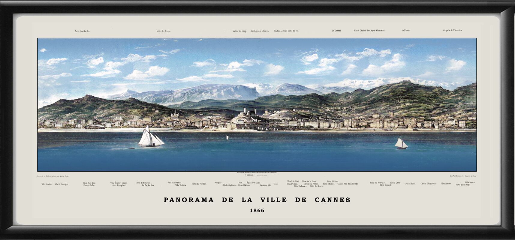 Panorama de la ville de Cannes Victor Petit 1866