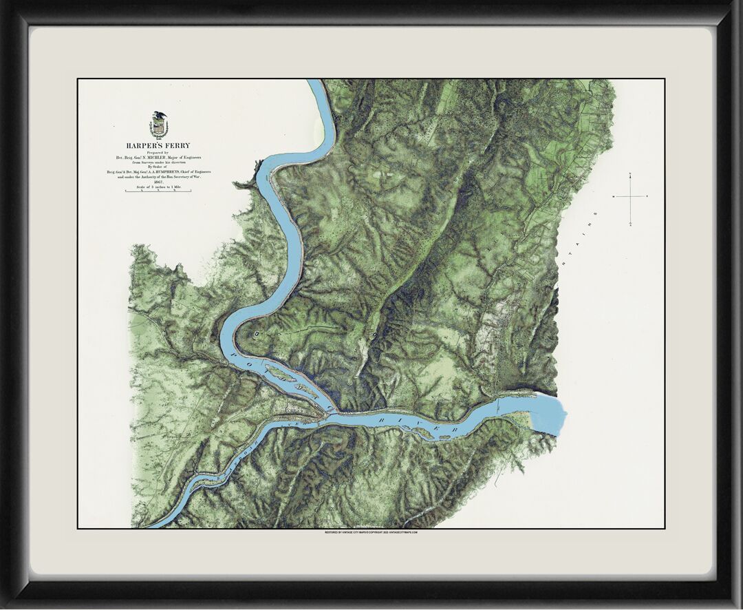 Harpers Ferry WV 1869 Military Map Harper's Ferry