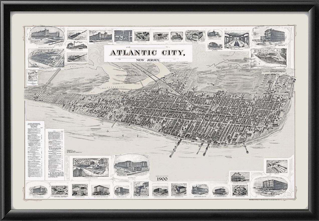 Atlantic City NJ 1900 Landis & Alsop TM Bird's Eye View Map