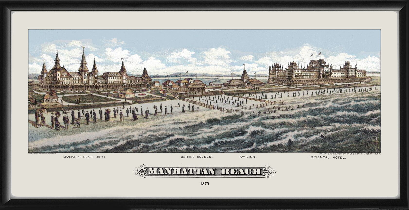 Manhattan Beach NY 1879 Galt & HoyTM Color Map
